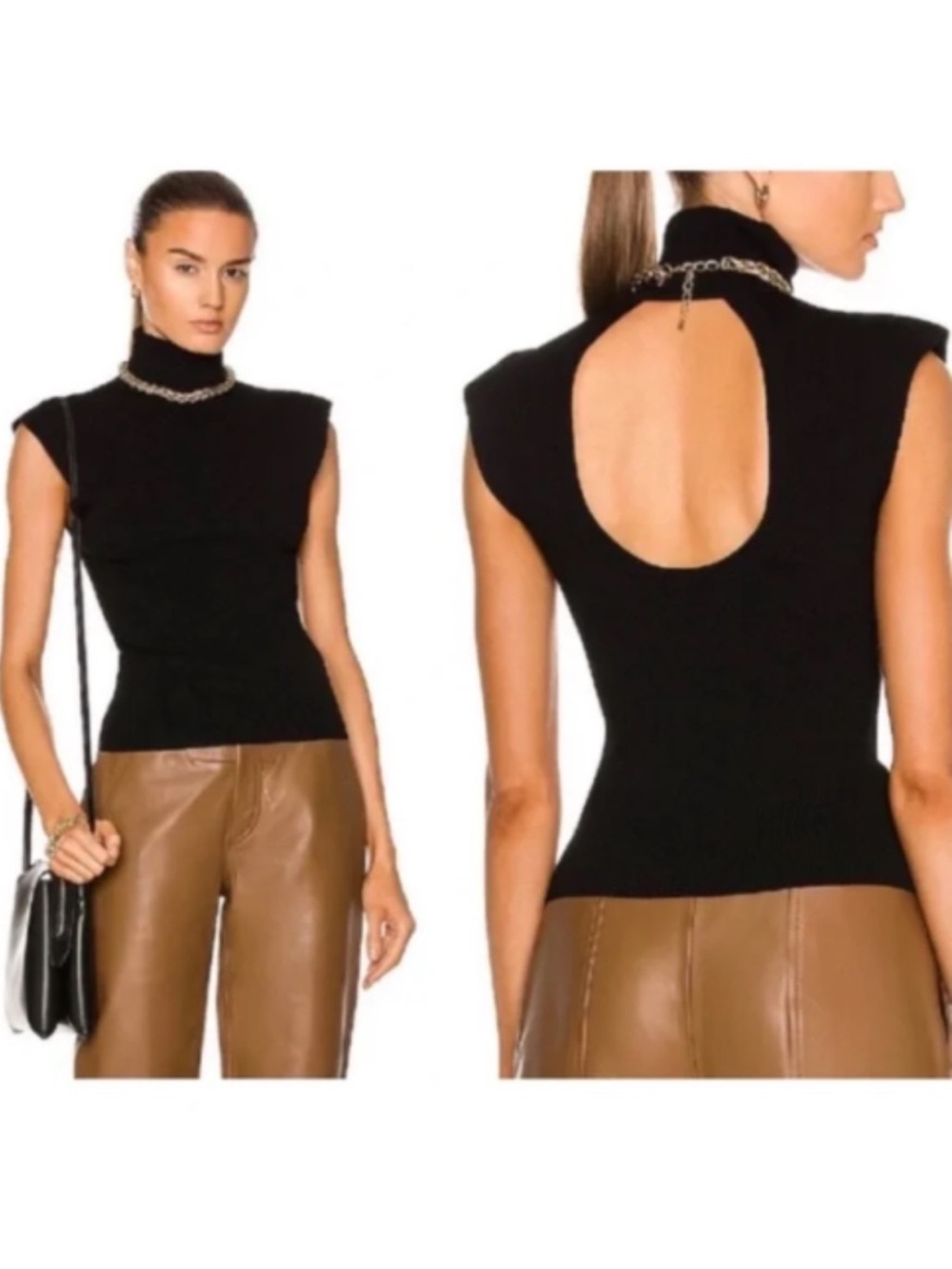 A.L.C. Amara Ribbed Knit Sleeveless  Turtleneck